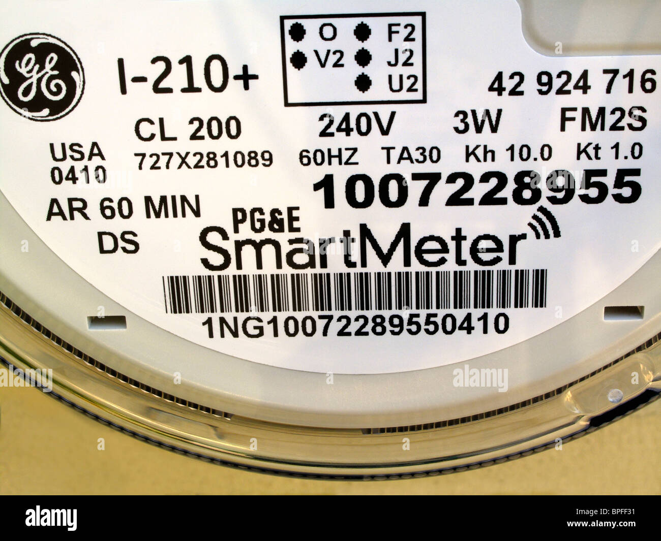 La PG&E SmartMeter residenziale misuratore elettrico close up Foto Stock