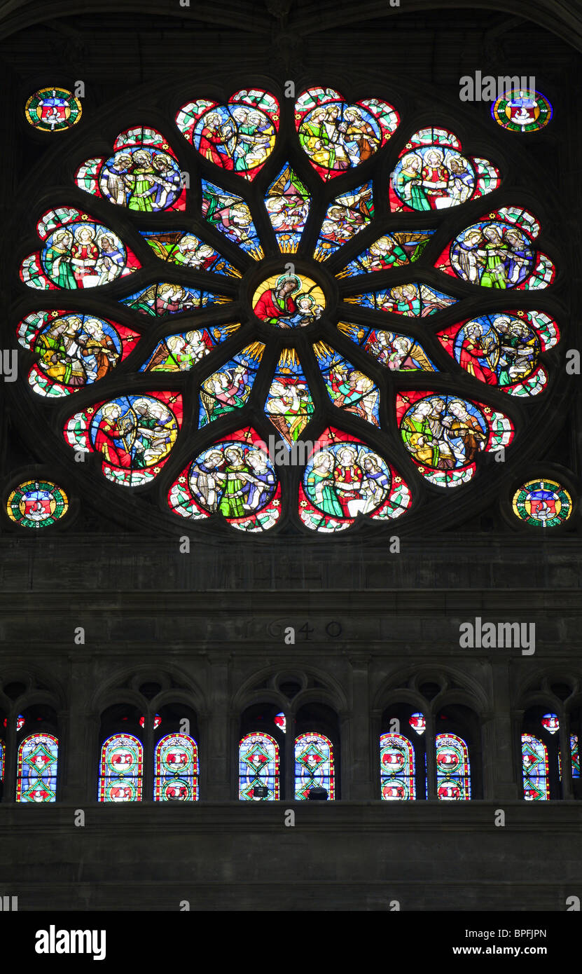 Rosette di st. Eustache chiesa a Parigi Foto Stock