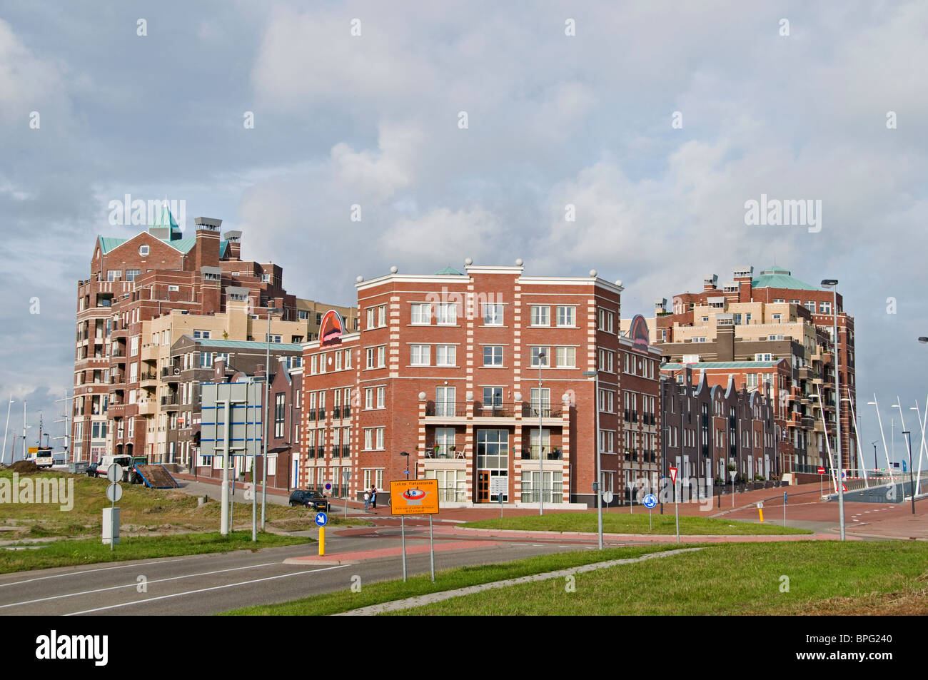 Lelystad capitale della provincia di Flevoland costruito su terreni bonificati è stata fondata nel 1967 Batavia Stad Foto Stock