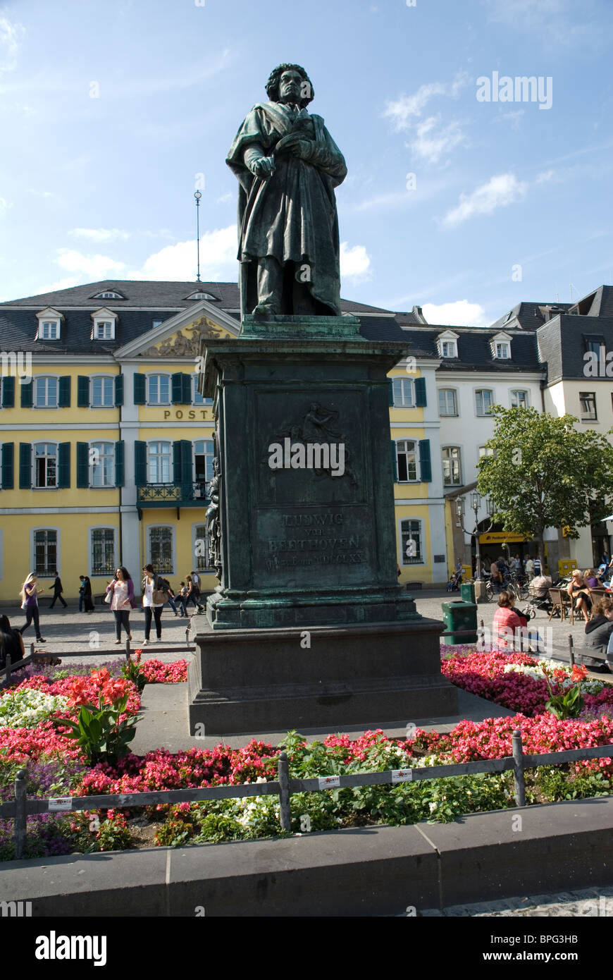 Una statua commemorativa per commemorare la vita di Ludwig van Beethoven a Bonn, Germania Foto Stock