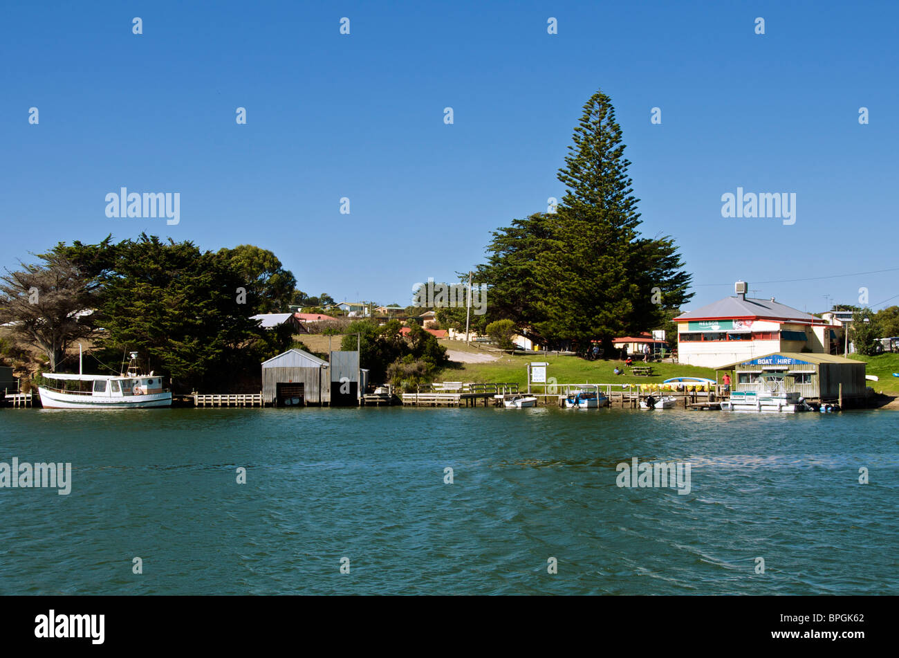 Waterfront sul fiume di Glenelg a Nelson Victoria Australia Foto Stock