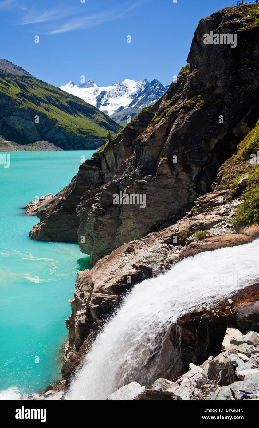 Lago di montagna e il Ghiacciaio, Svizzera Foto Stock