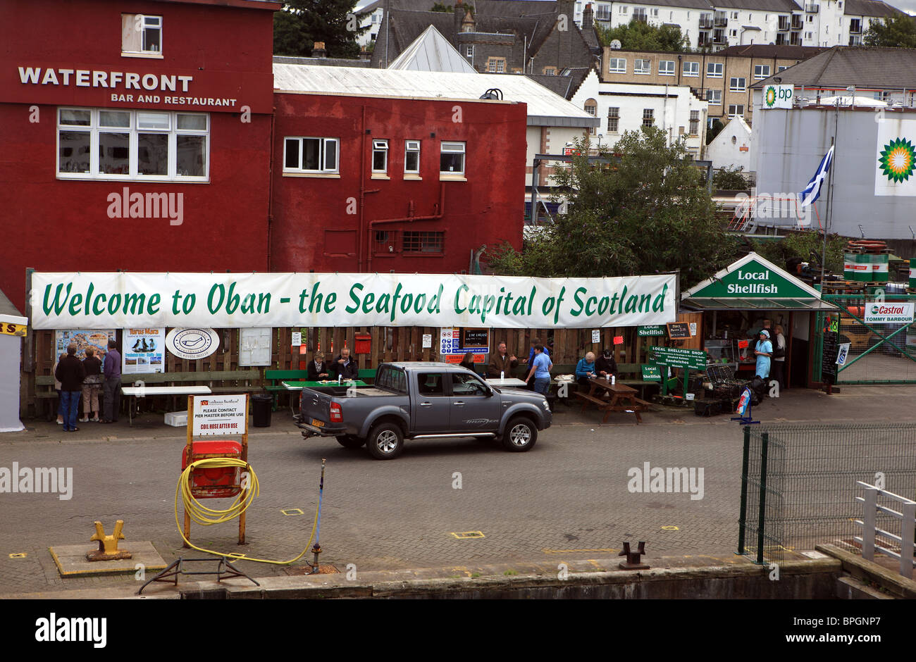 Oban il pesce capitale della Scozia banner Foto Stock