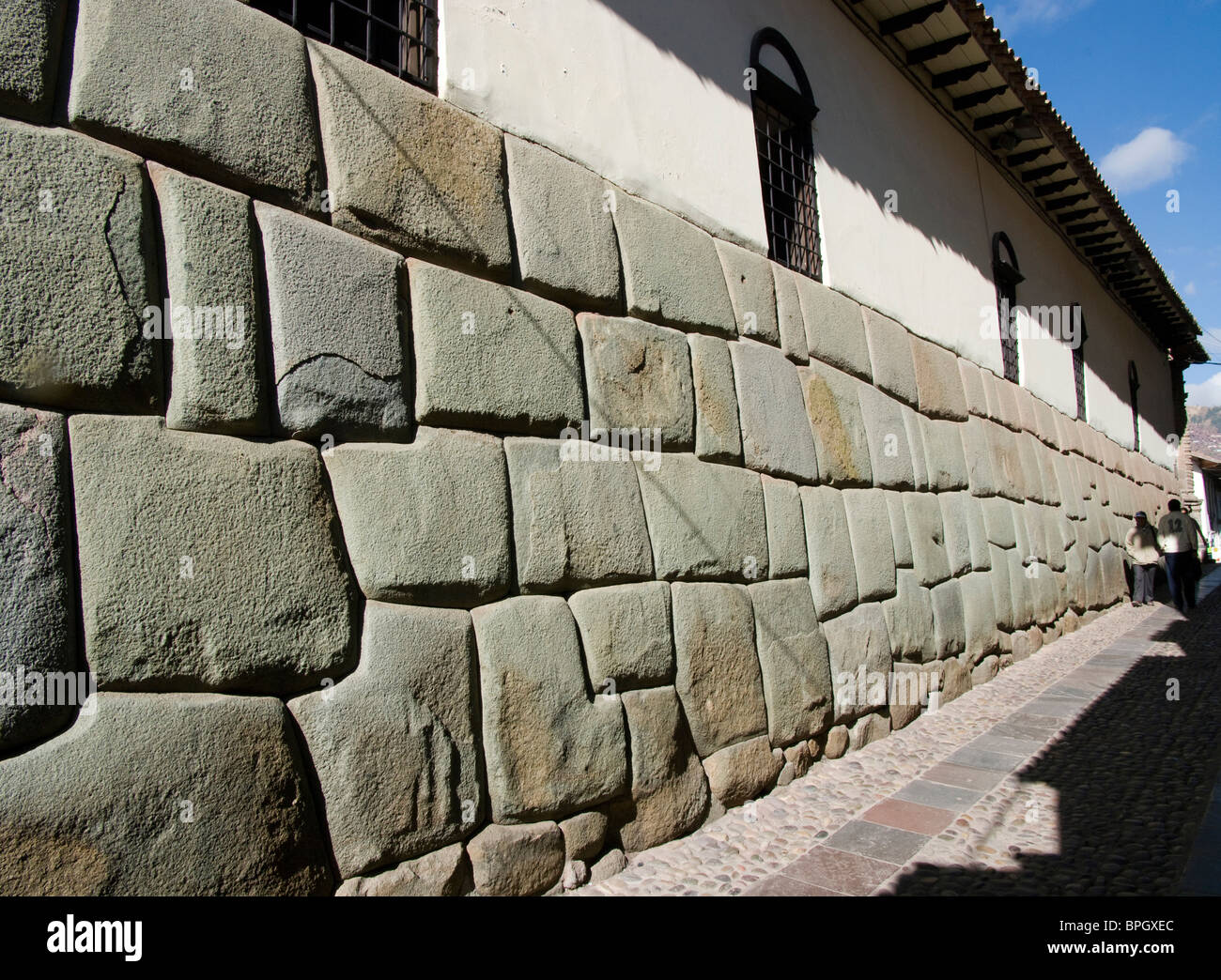 Il Perù. Cusco. Pietre Inca. Hatun Rumiyoc street. Foto Stock