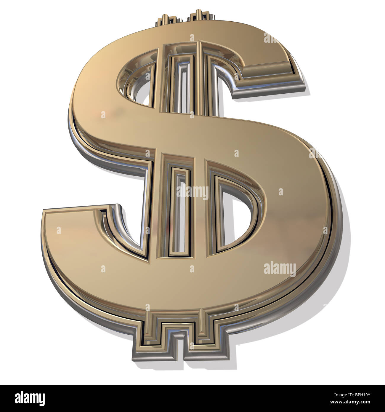 Segno dollaro isolato su uno sfondo bianco Foto Stock