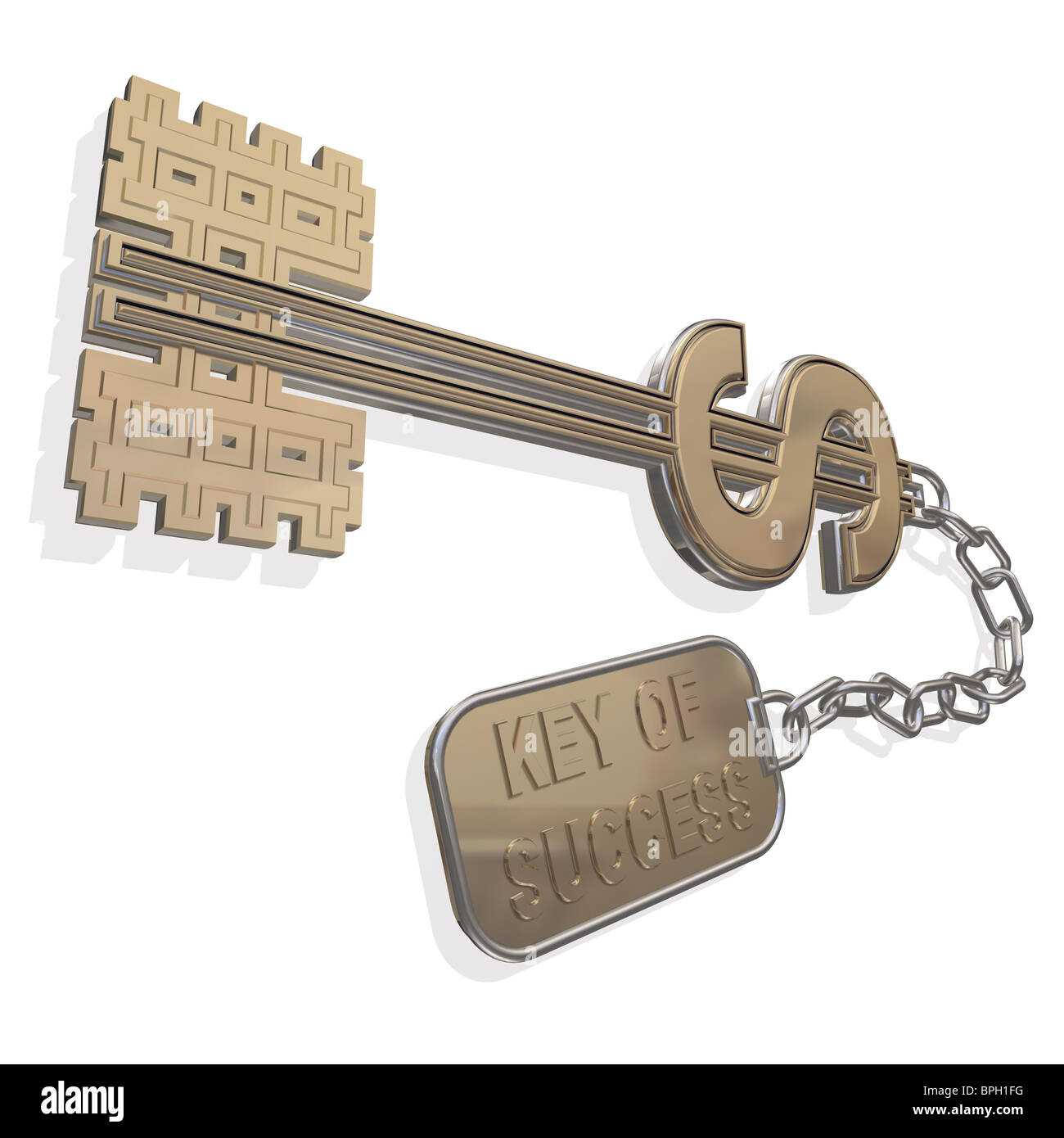 3d key dollar isolato su uno sfondo bianco Foto Stock