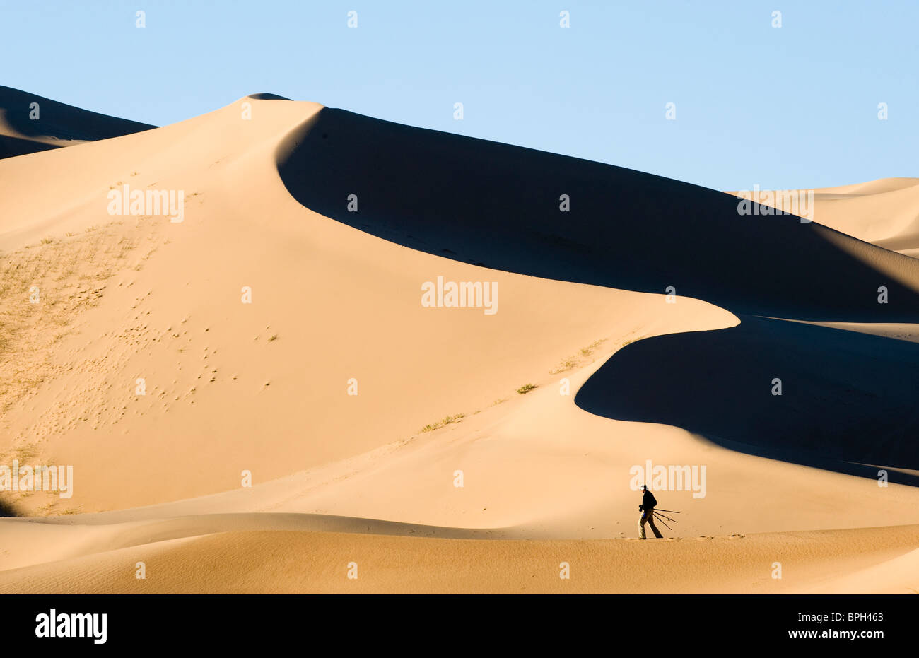 Khongoryn Els dune di sabbia nel sud del deserto dei Gobi Mongolia inverno Foto Stock