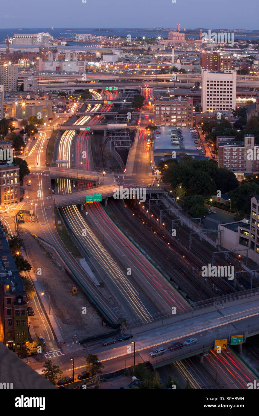Vista aerea di una città, Boston, contea di Suffolk, Massachusetts, STATI UNITI D'AMERICA Foto Stock