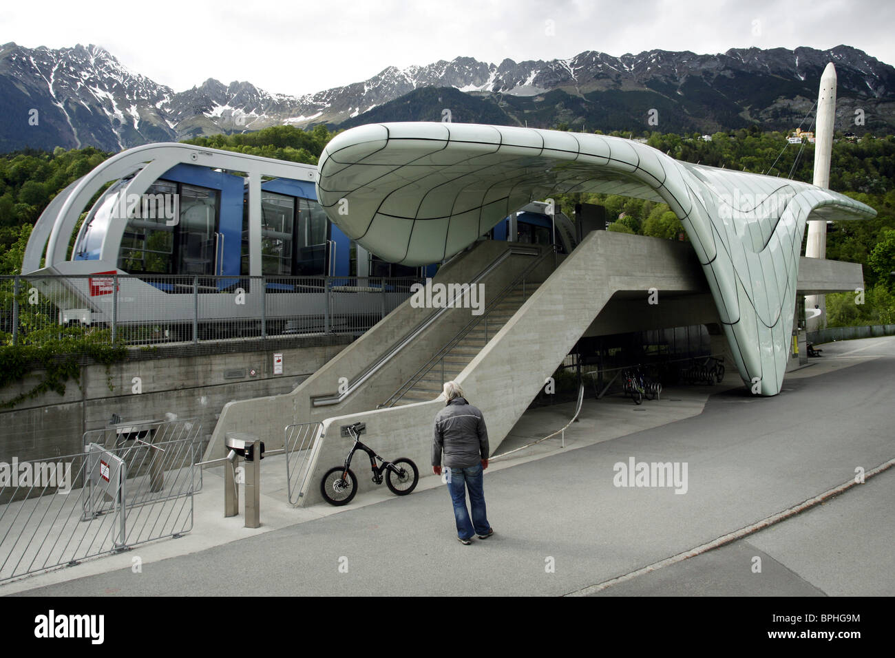 Funicolare, stazione Löwenhaus, Innsbruck, in Tirolo, Austria Foto Stock