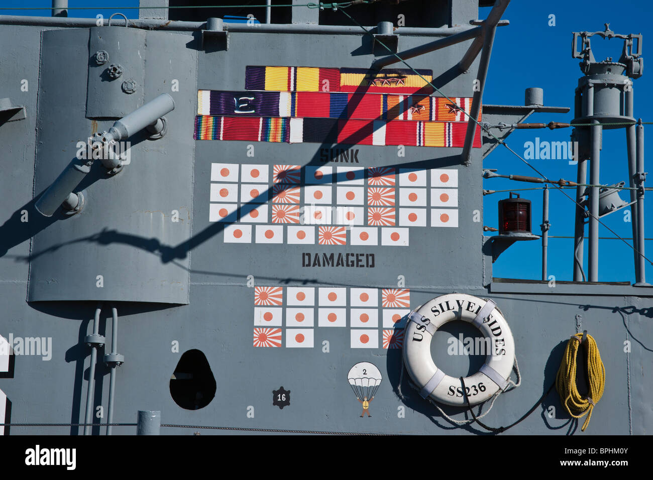 United States Navy seconda guerra mondiale Gato Clash sottomarino USS Silversides in mostra a Muskegon Michigan ad alta risoluzione Foto Stock