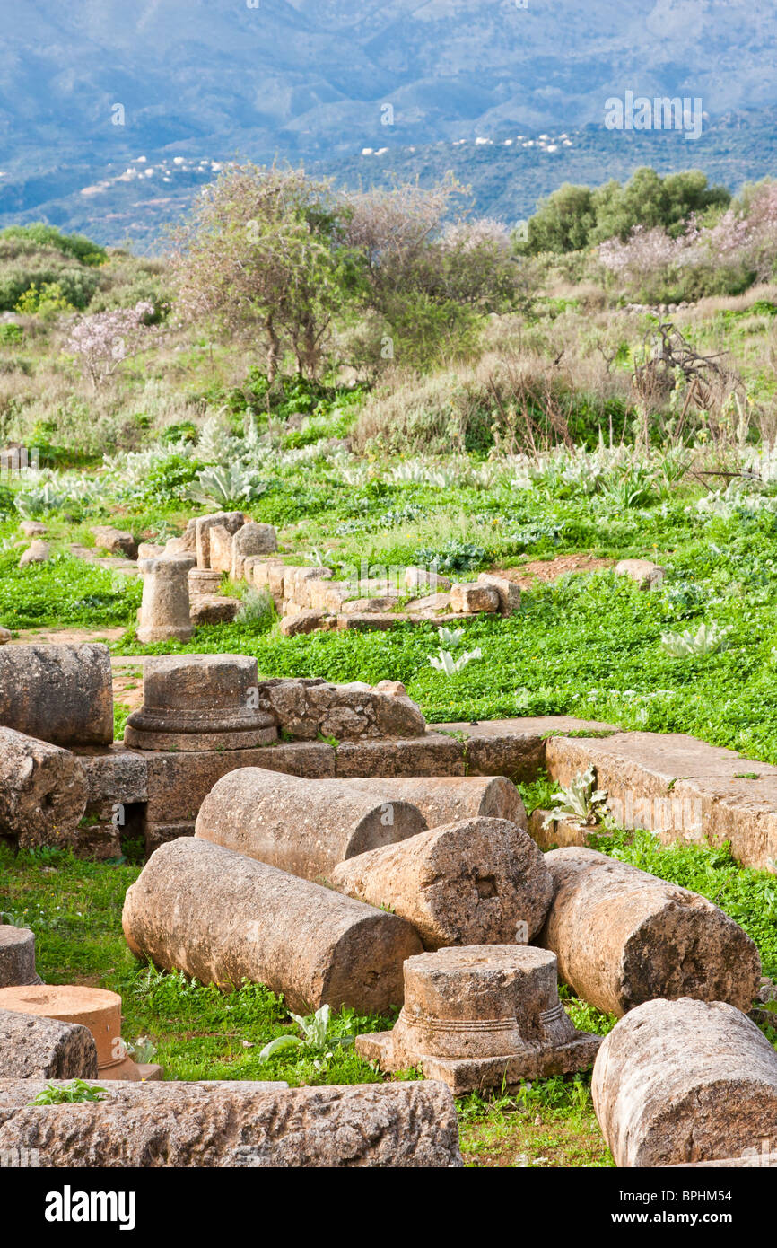Casa a peristilio cantiere, al periodo della dominazione romana all'antica Aptera in Creta, Grecia Foto Stock