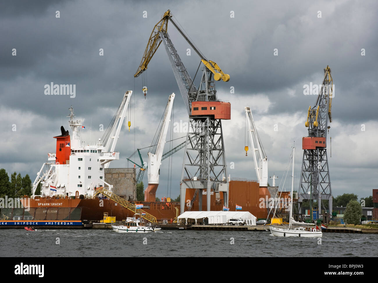 Per la riparazione navale facility nel porto di Amsterdam, Paesi Bassi Foto Stock