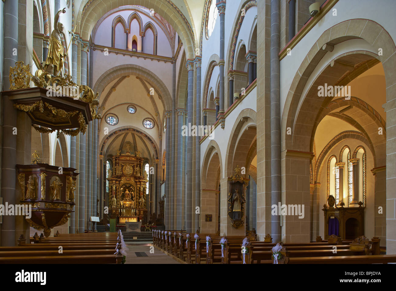 San Ludgerus Basilica a Essen-Werden, Ruhrgebiet, Renania settentrionale-Vestfalia, Germania, Europa Foto Stock