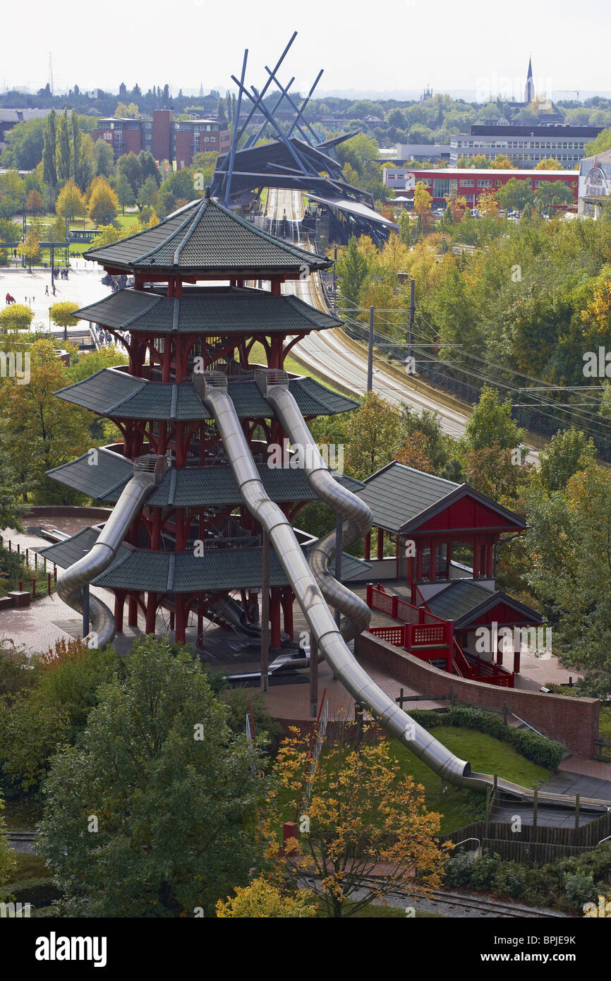 Vista dal CentrO.PARK a Neue Mitte Oberhausen Ruhrgebiet, Renania settentrionale-Vestfalia, Germania, Europa Foto Stock