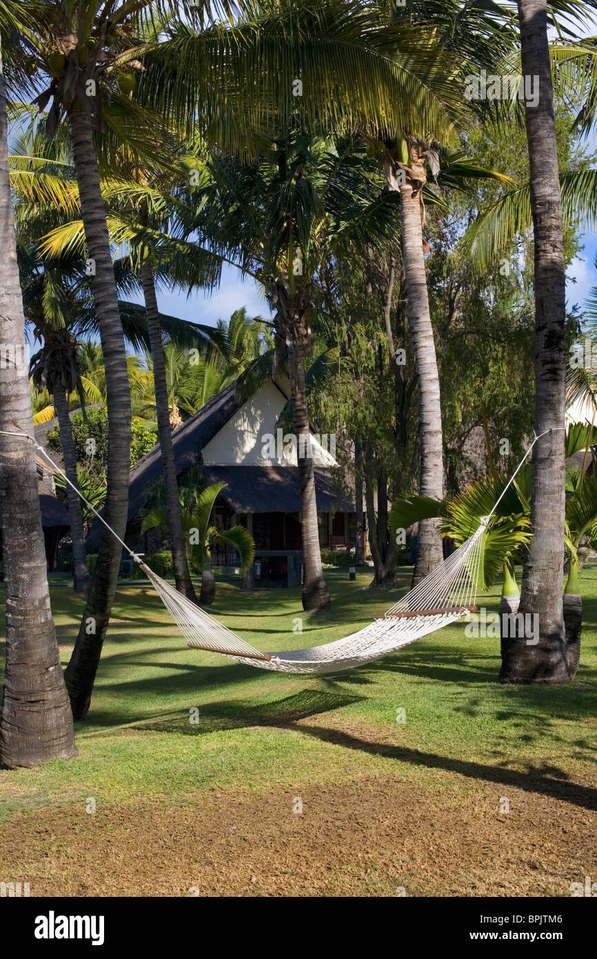 Invitante amaca a La Pirogue Hotel Flic en Flac, Mauritius Foto Stock