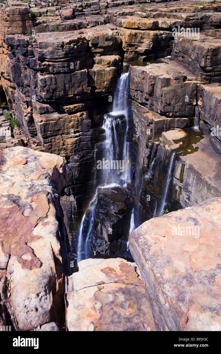 King George Falls sono la regione di Kimberley il singola più elevata caduta di cascate vista dal Plateau Gardner Australia Occidentale Foto Stock