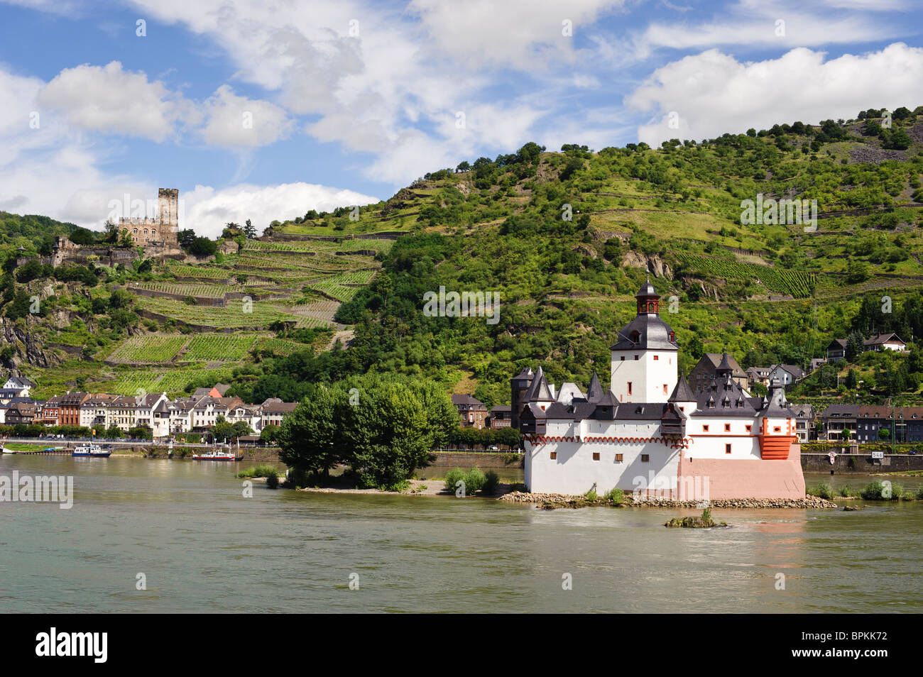 Burg castello Pfalzgrafenstein nel fiume Reno, Kaub, Renania-Palatinato, Germania, Europa Foto Stock