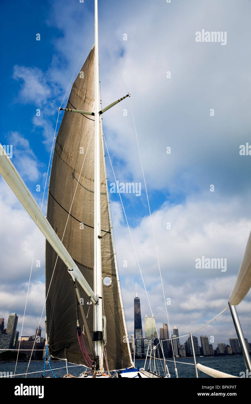 Barca a vela sul Lago Michigan Foto Stock