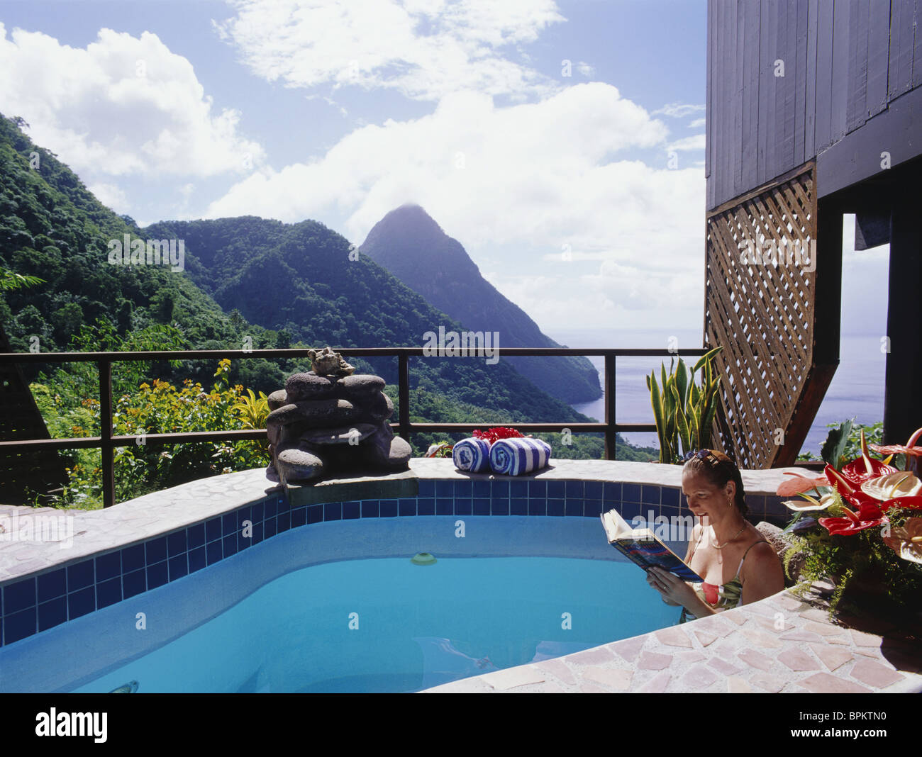 Ladera Resort, St Lucia, dei Caraibi Foto Stock
