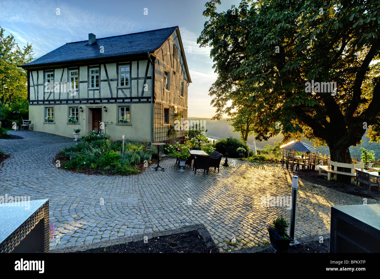 Guenderodehaus, Siebenjungfrauenblick, Oberwesel, Renania-Palatinato, Germania, Europa Foto Stock