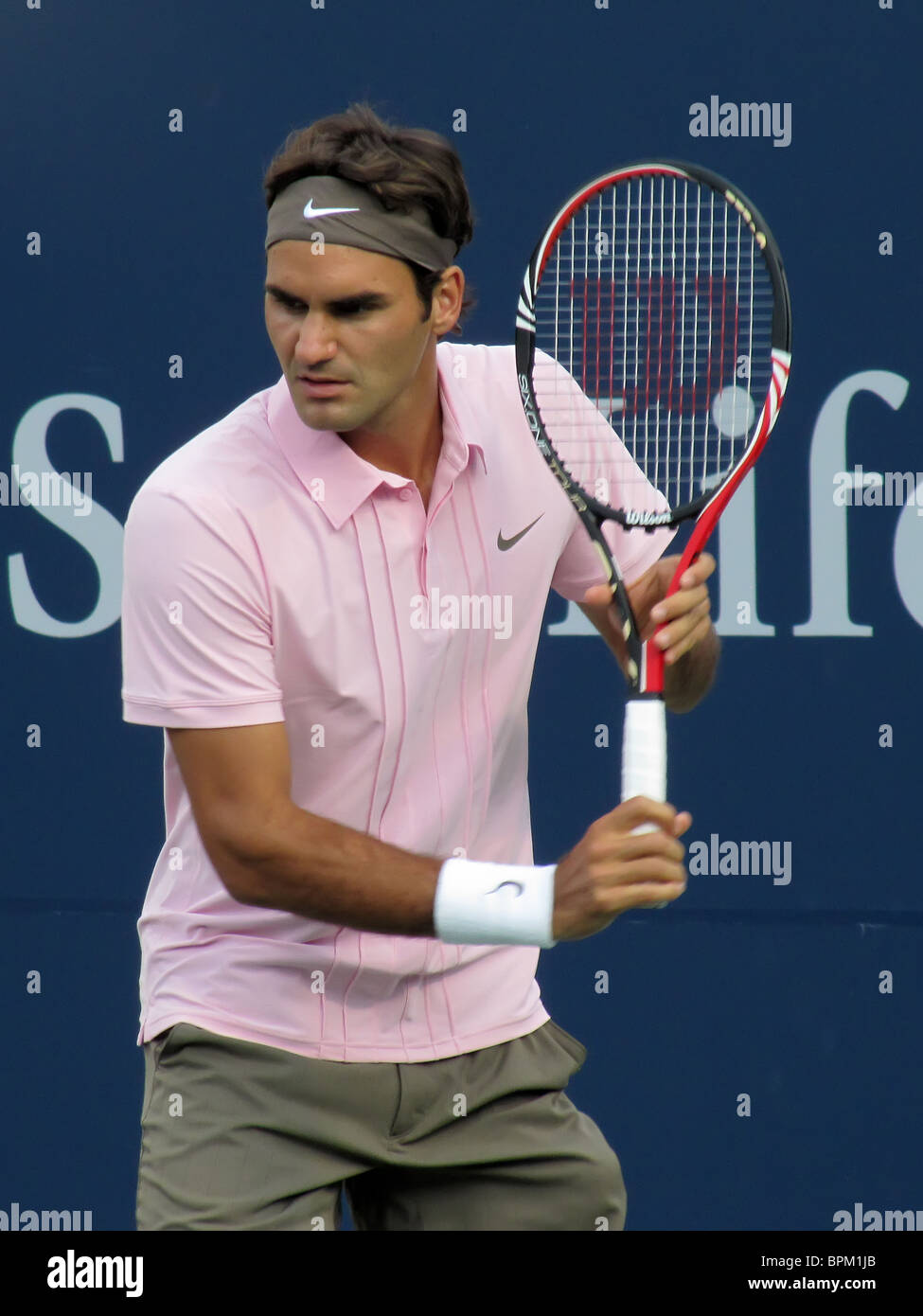 Grande Roger Federer, Tennis Masters, US Open Series 2010, chiamato più grande giocatore di tutti i tempi da i più grandi giocatori di tutti i tempi Foto Stock