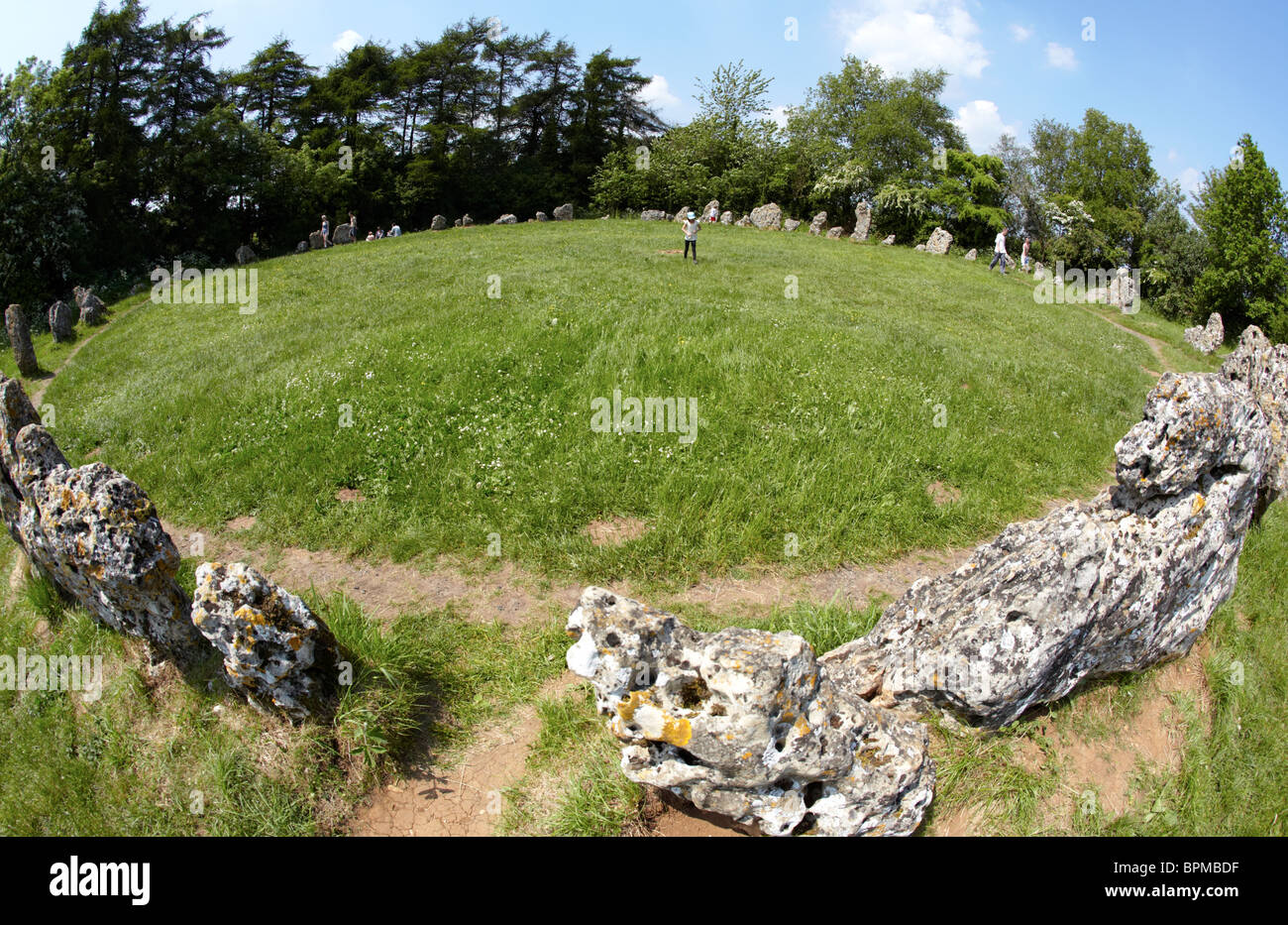Re uomini Stone Circle Cotswolds UK Europa Foto Stock