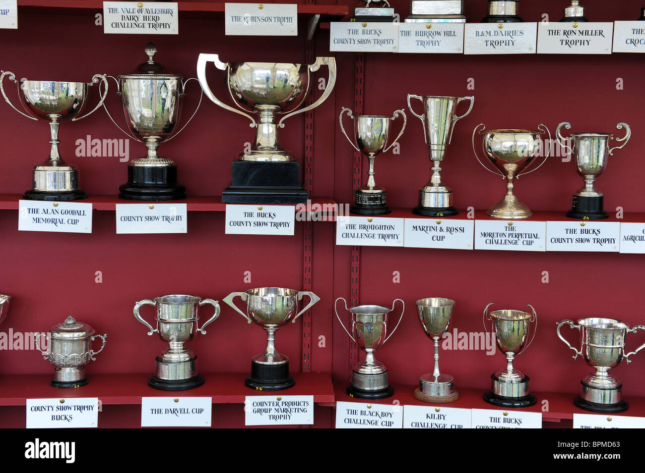 I trofei in mostra presso la contea di Bucks Visualizza Foto Stock