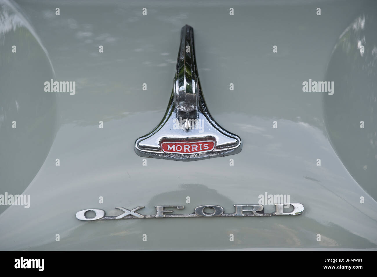 Emblema di cofano di inglese Morris Oxford classico restaurato automobile Foto Stock