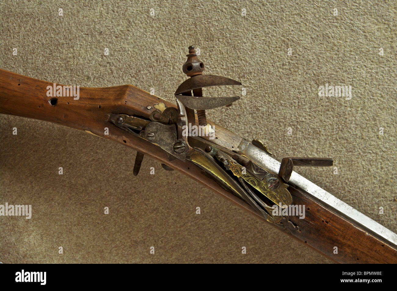 Flint-lock fucile da Lazarino Cominazzi di Brescia (Italia). Foto Stock