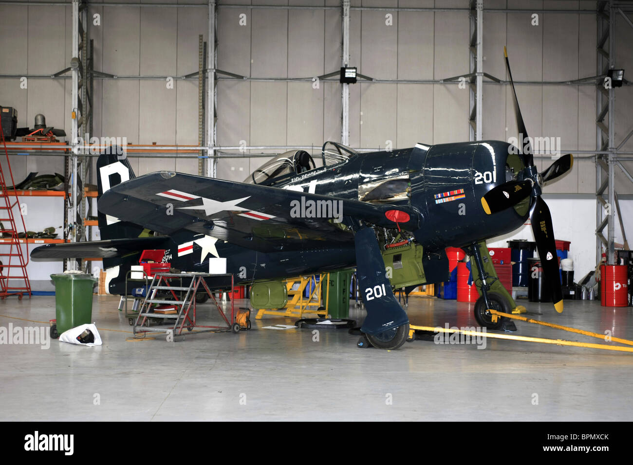 US Navy Grumman F8F Bearcat aereo da combattimento a Duxford parte della Warbirds piani di volo team Foto Stock