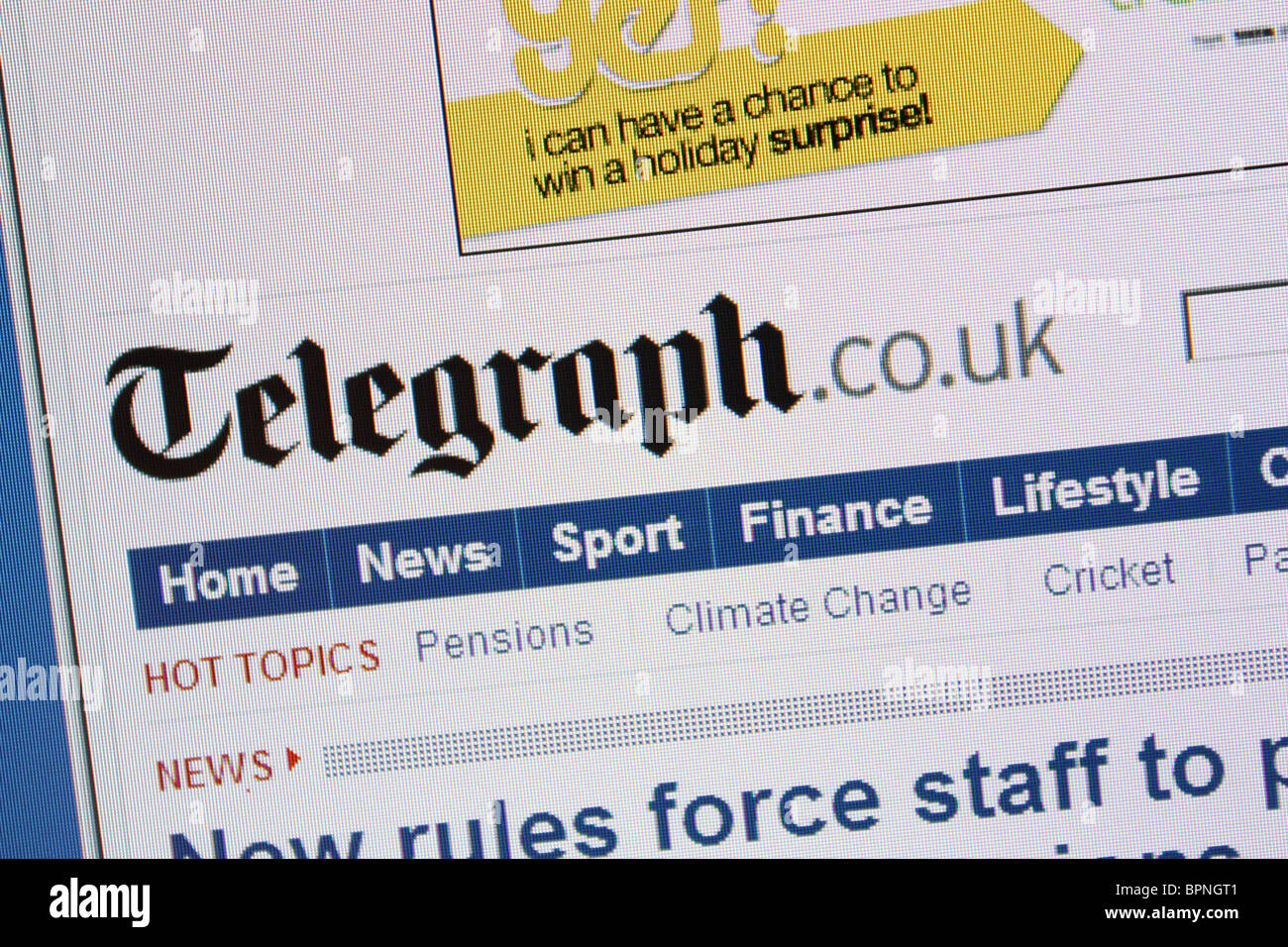 Telegraph online news Foto Stock