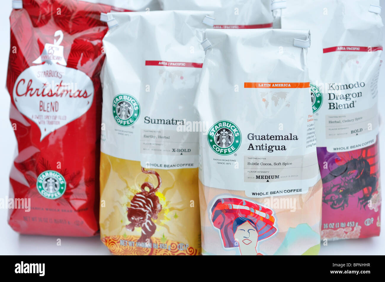 Confezioni di caffè Starbucks Foto Stock