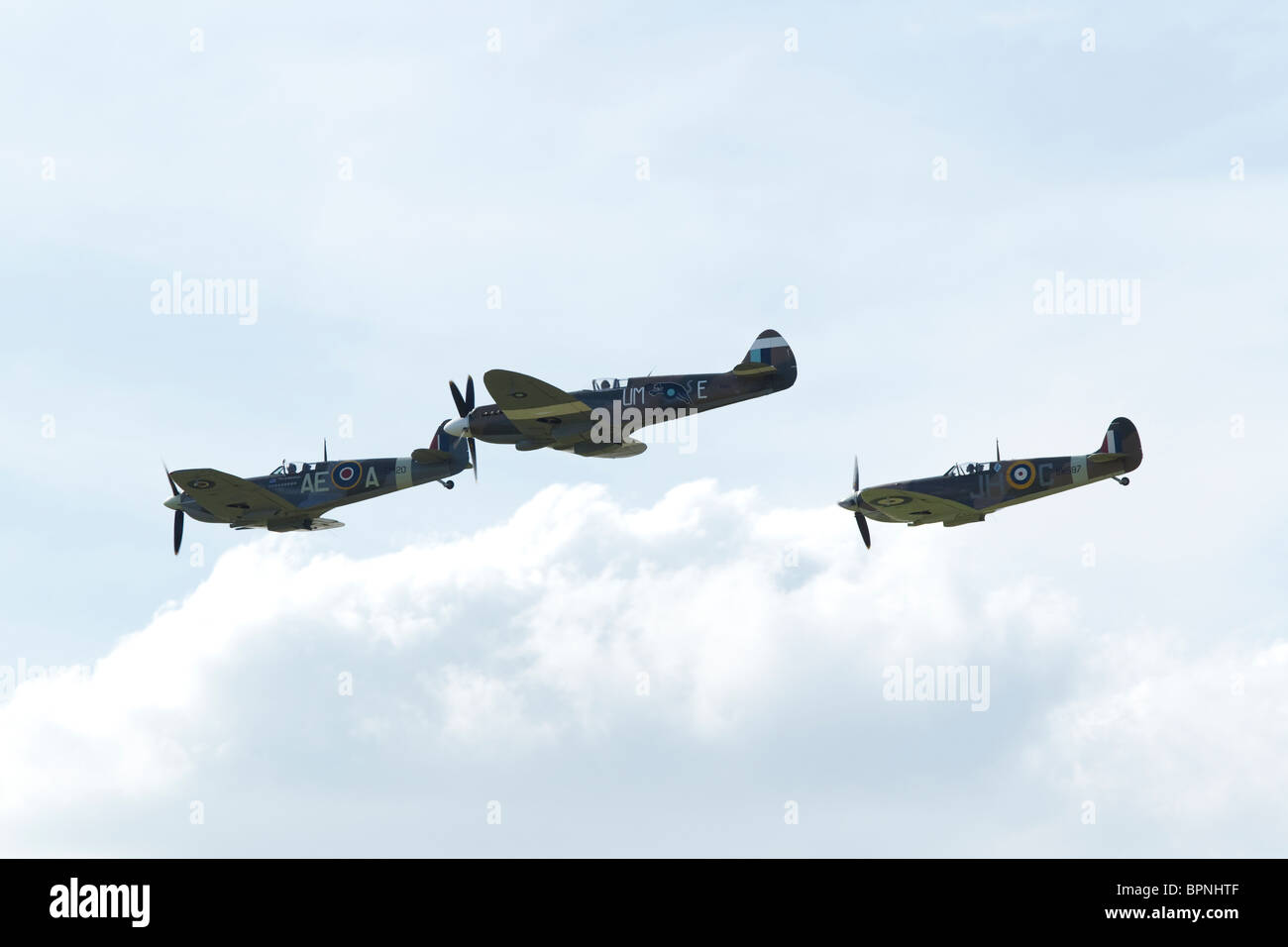 Tre Spitfires battenti Foto Stock