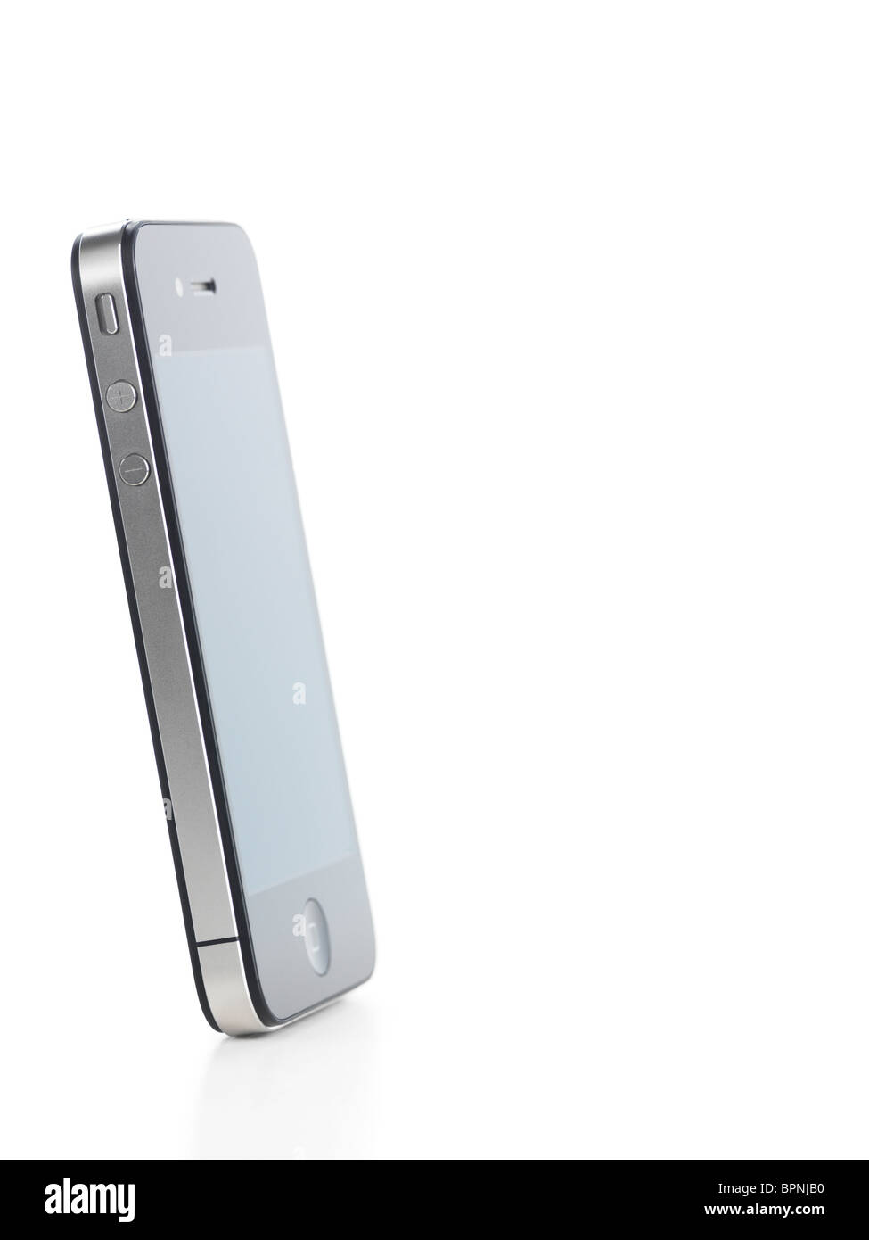 Apple iPhone 4 smartphone vista laterale isolata su sfondo bianco. Foto di qualità elevata. Foto Stock