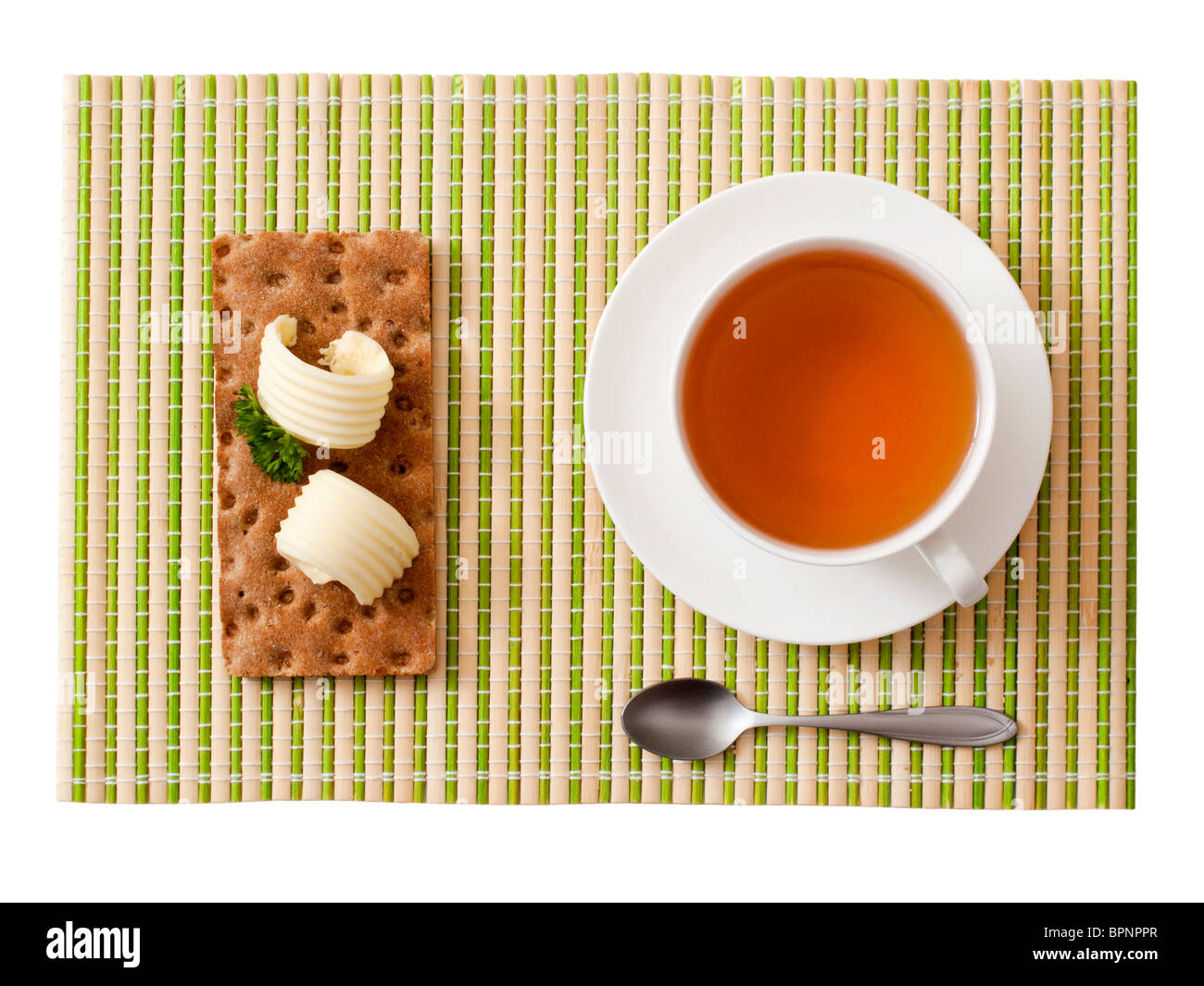 Una sana prima colazione - grano intero cracker e tè Foto Stock