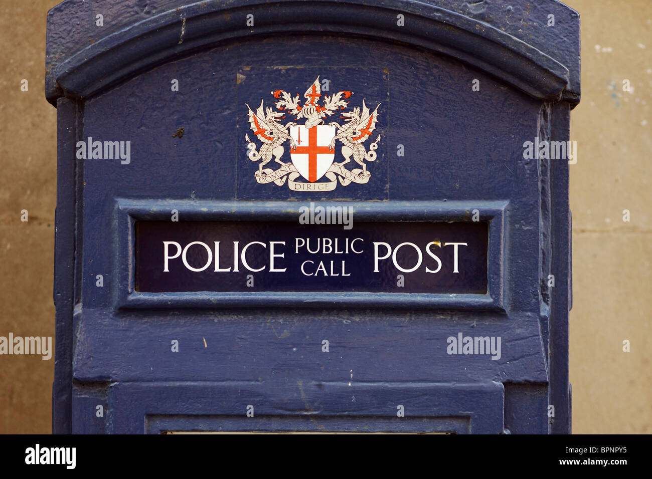 Polizia blu casella Telefono, Londra, Inghilterra Foto Stock