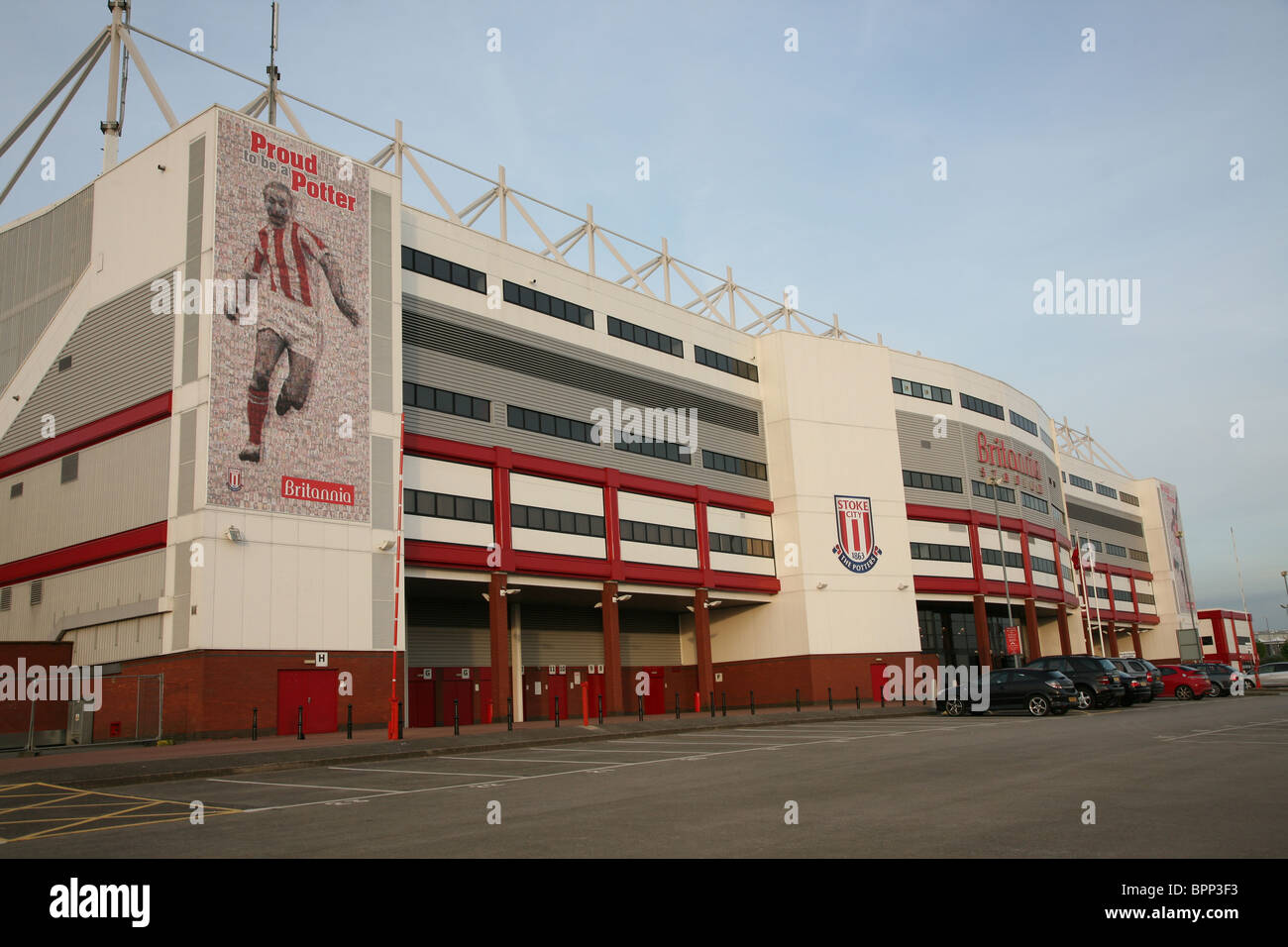 Stanley Matthews murale, ex Britannia Stadium, ora la scommessa 365 Stadium, Stoke-on-Trent, STAFFS, Inghilterra, casa di Stoke City Calcio Club Foto Stock