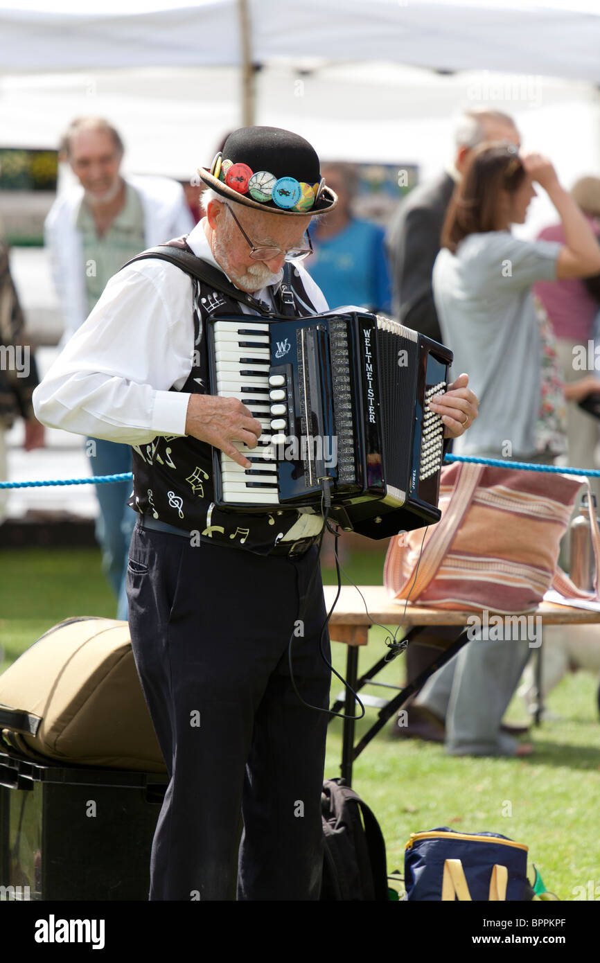 La fisarmonica di musica country uomo barbuto giocando Foto Stock