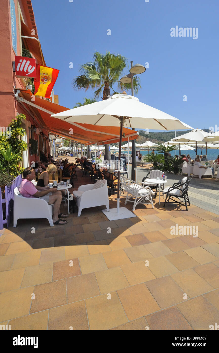 La Esquina Cafe, il porto, Javea, Spagna Foto Stock