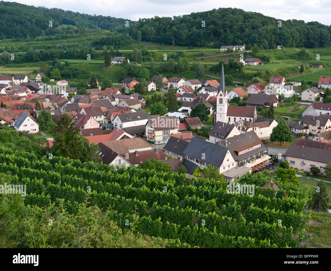 Il villaggio del vino di Bickensohl a Kaiserstuhl hills nella Germania meridionale Foto Stock
