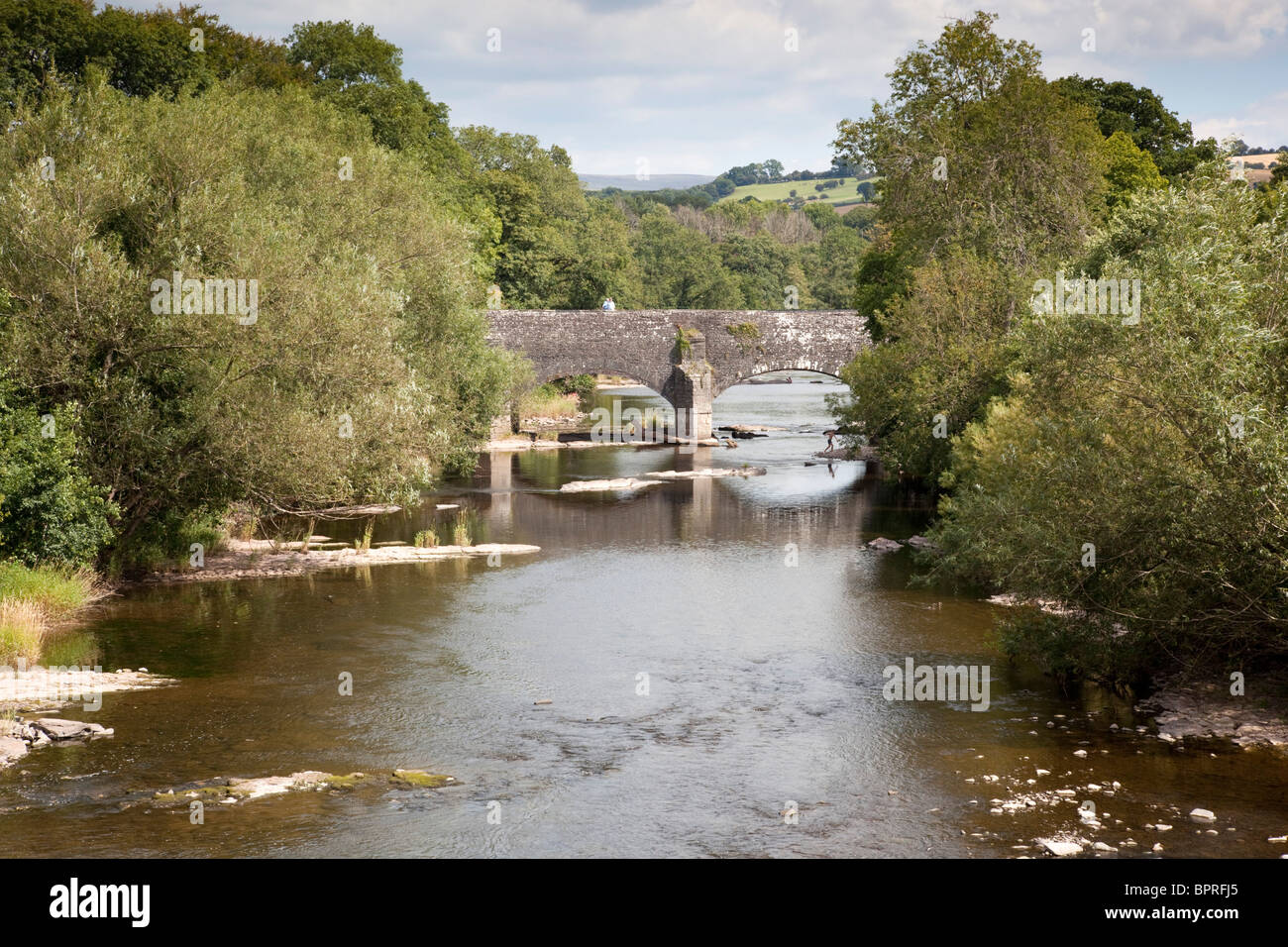 Il Fiume Usk; vicino a Brecon Galles; Foto Stock