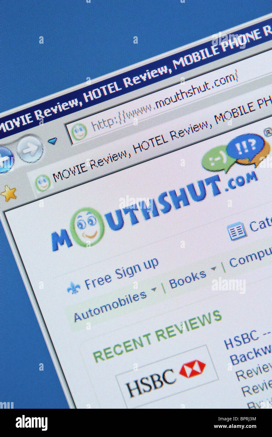 Mouthshut mouthshut.com movie hotel review Foto Stock