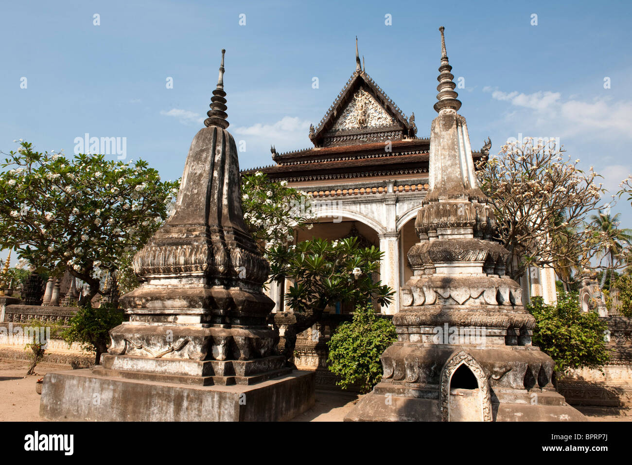 Tomba, Wat Bo tempio, Siem Reap, Cambogia Foto Stock