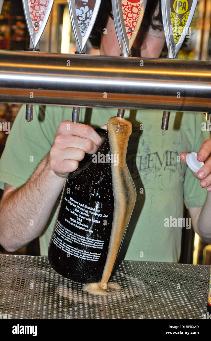 Interior shot del Nuovo Belgio Brewing Company, Fort Collins, Colorado Foto Stock