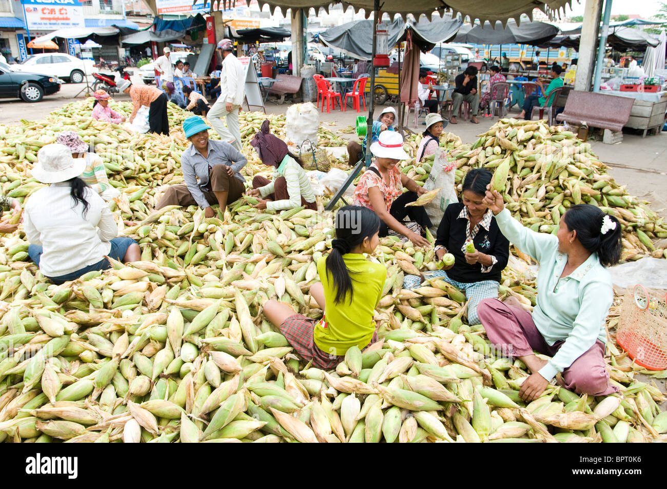 Scena di mercato, Takeo, Cambogia Foto Stock