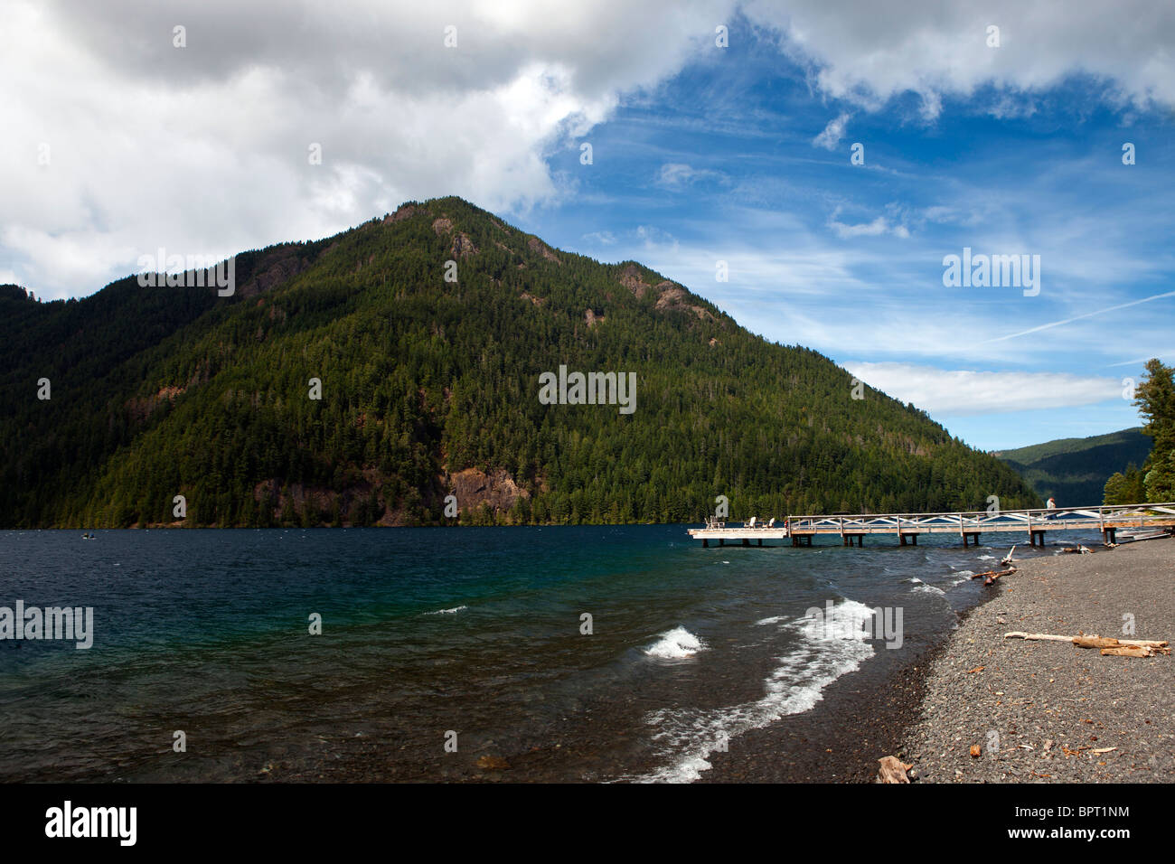 Riva del Crescent Lake, il Parco Nazionale di Olympic, Washington, Stati Uniti d'America Foto Stock