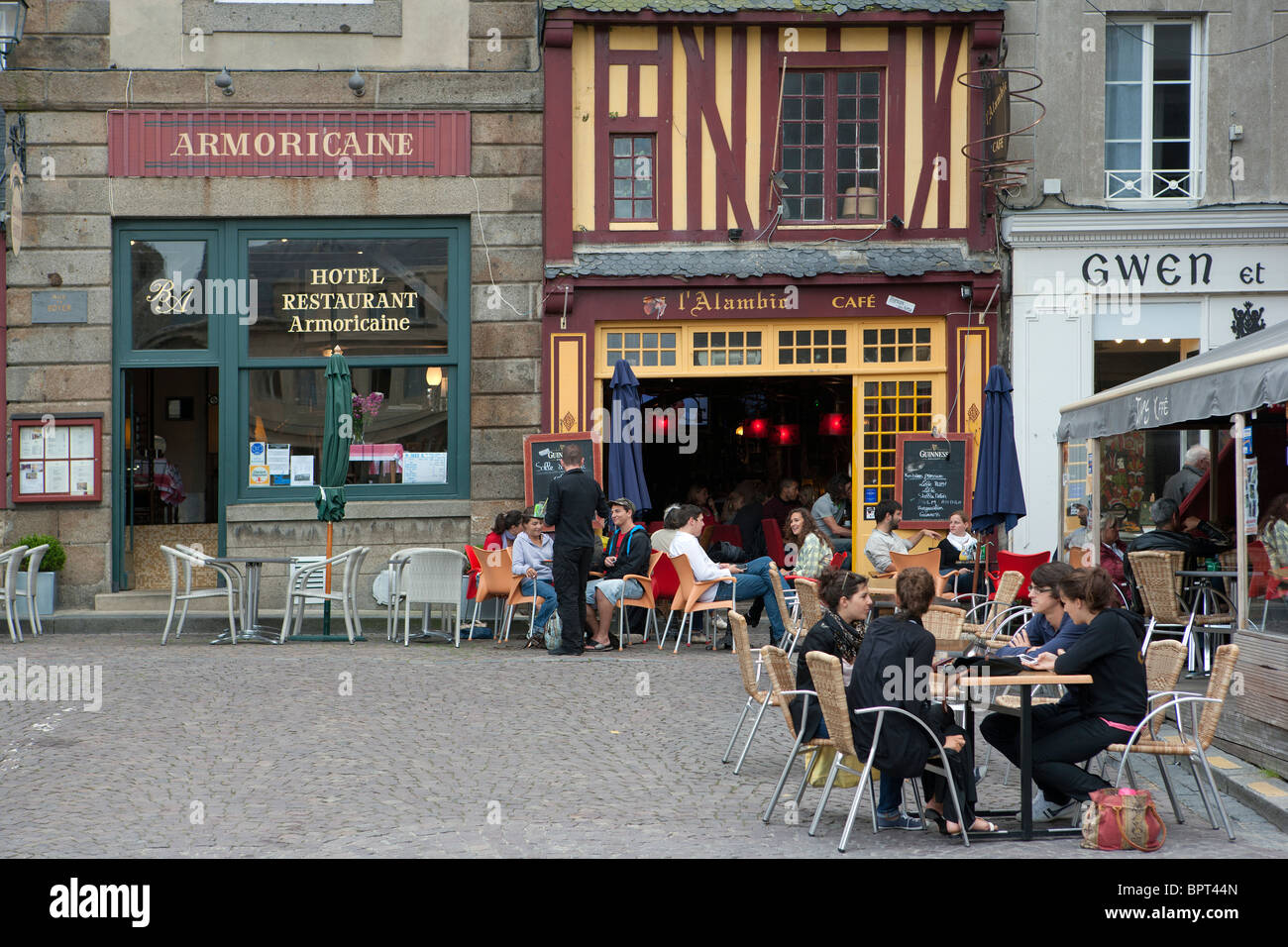 Ristoranti/caffè St Malo, Bretagna Francia Foto Stock