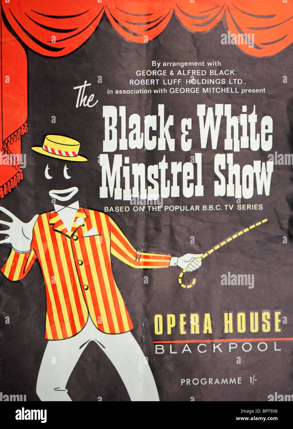 La copertura di una guida turistica per il Black & White Minstrel Show a Blackpool Opera House. Foto Stock