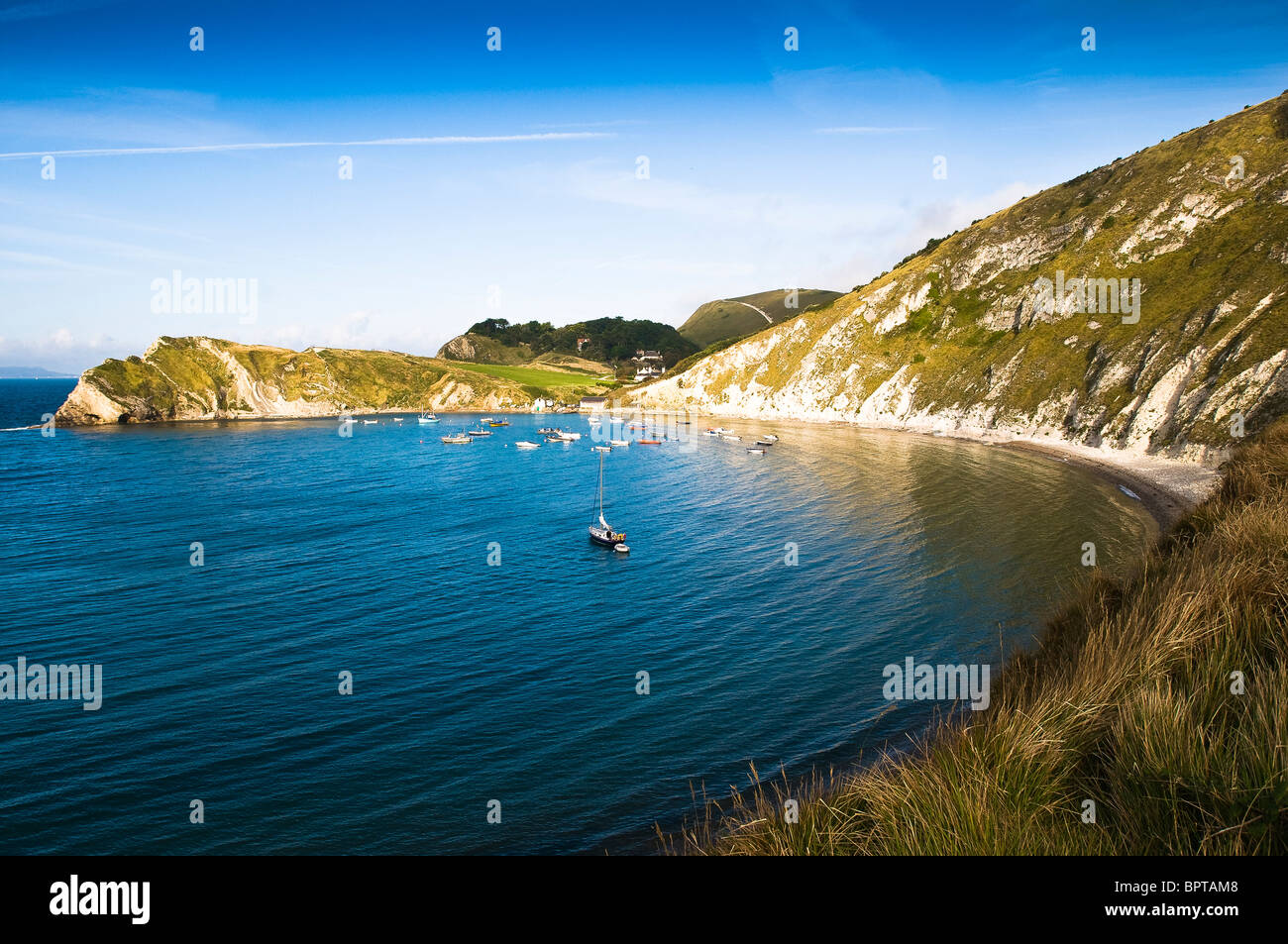 La mattina presto a Lulworth Cove , Dorset, Inghilterra Foto Stock