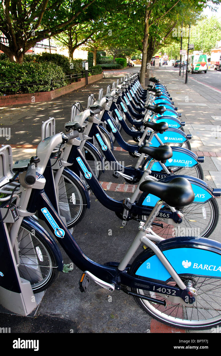 Barclay Ciclo di noleggiare biciclette, Edgeware Road, Paddington, City of Westminster, Greater London, England, Regno Unito Foto Stock